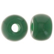 Perline rotonde a fori larghi 13x9 mm in resina opaca - Verde Smeraldo x8