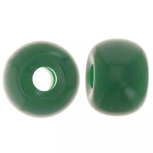 Perline rotonde a fori larghi 13x9 mm in resina opaca - Verde Smeraldo x8