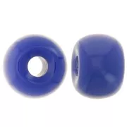 Perles rondelles gros trous 13x9 mm en résine opaque - Bleu dur x8