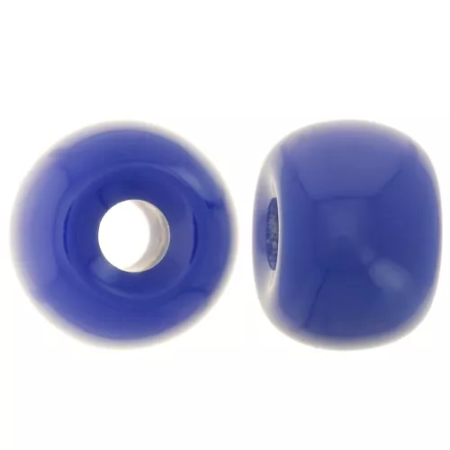 Perline rotonde a fori larghi 13x9 mm in resina opaca - Hard blue x8