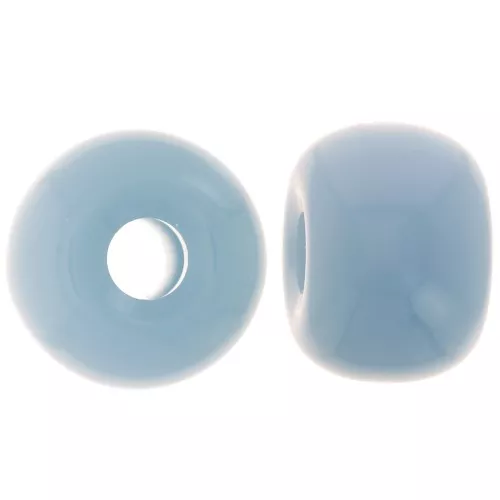 Perline rotonde a fori larghi 13x9 mm in resina opaca - Blu fumé x8