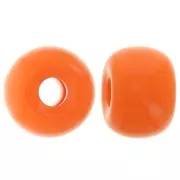 Perles rondelles gros trous 13x9 mm en résine opaque - Orange x8
