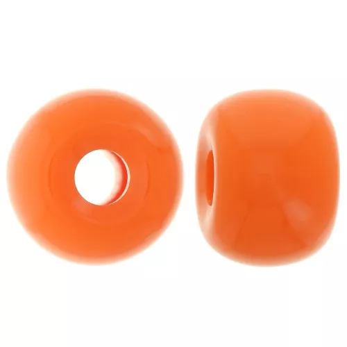 Perline rotonde a fori larghi 13x9 mm in resina opaca - Arancione x8