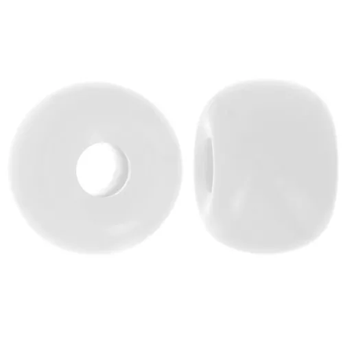 Perline rondelle a foro largo in resina opaca 13x9 mm - Bianco x8