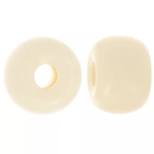 Perline rotonde a fori larghi 13x9 mm in resina opaca - Avorio x8