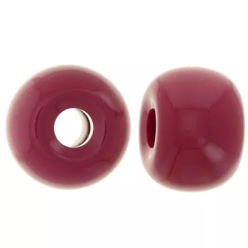 Perline rotonde a fori larghi 13x9 mm in resina opaca - Rosso carminio x8