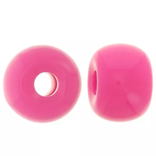 Perline rotonde a fori larghi 13x9 mm in resina opaca - Candy Pink x8