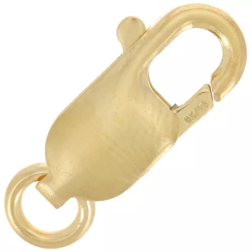 Chiusura a moschettone lunga 16 mm con anello aperto - Oro (oro laminato) x1