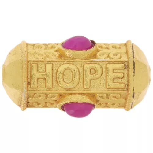 Perlina cilindrica HOPE 25x12 mm in pietra semipreziosa - Dorato con oro fino - Calcedonio rosa