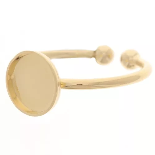 Anello regolabile per cabochon piatti 8 mm - Dorato con oro fino x1