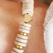 Perla a forma di cuore 6,8 mm - Dorata con oro fino x1