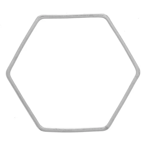 Anelli di montaggio e tessitura esagonali 18x16 mm - Argento x25