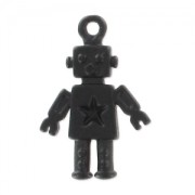 Ciondolo robot 18x12 mm - Nero satinato x1