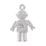 Ciondolo robot 18x12 mm - Placcatura argento satinato x1