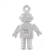 Ciondolo robot 18x12 mm - Placcatura argento satinato x1