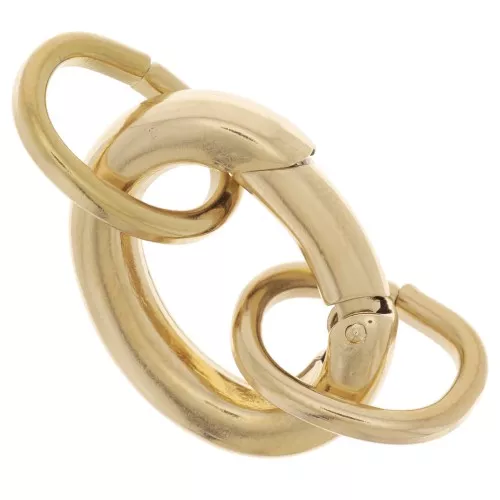 Moschettone ovale 21x16 mm 2 anelli aperti - Acciaio inox 304 Gold