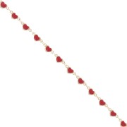 Catena a cuore fantasia con resina epossidica 5 mm - Oro - Rosso x50cm|raw }}