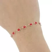 Catena a cuore fantasia con resina epossidica 5 mm - Oro - Rosso x50cm