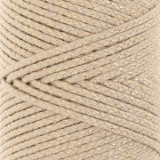 Cordoncino in cotone intrecciato da 2,5 mm - Made in France - Beige - Dorato x1m|raw }}