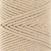 Cordoncino in cotone intrecciato da 2,5 mm - Made in France - Beige - Dorato x1m