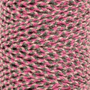 Cordoncino in cotone intrecciato da 3 mm - Made in France - Multi rose - Grigio x1m