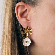 Pendente a forma di fiore da 22 mm in resina epossidica - Acciaio inossidabile 304L dorato - Blu x1