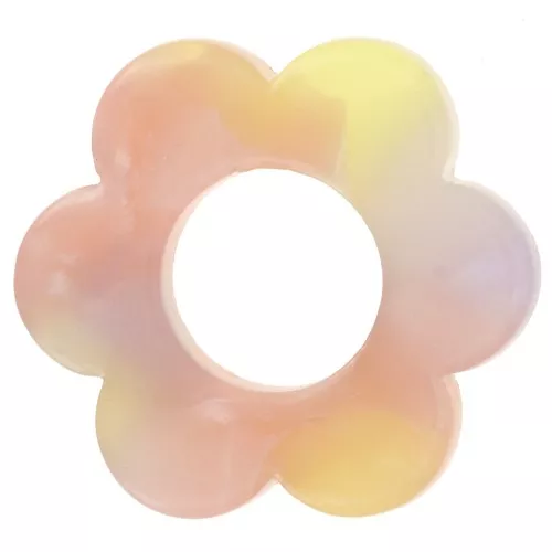 Pendente a forma di fiore in acetato da 18 mm - Tartaruga - Giallo - Salmone x1