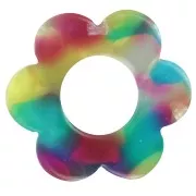 Pendente a forma di fiore in acetato da 18 mm - Tartaruga - Turchese - Fucsia x1