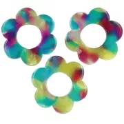 Pendente a forma di fiore in acetato da 18 mm - Tartaruga - Turchese - Fucsia x1