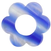Pendente a forma di fiore in acetato da 18 mm - A strisce - Blu scuro - Bianco perlato x1