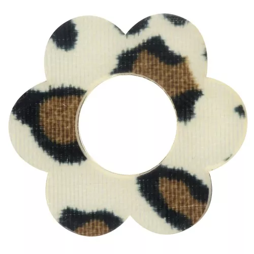 Pendente a forma di fiore in acrilico da 18 mm - Marrone ghepardo - Nero x1