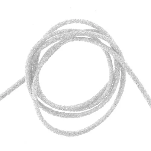 Cordoncino metallico Mokuba 3,6 mm - Filo bianco argento x1m