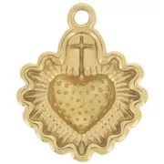 Pendente a forma di cuore Ex-Voto 22x18mm in resina epossidica 304L in acciaio inossidabile dorato Rosso x1