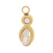 Ciondolo navetta in ossido di zirconio 9x4 mm - Acciaio inossidabile 304L dorato x1|raw }}