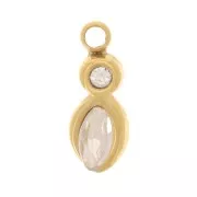 Ciondolo navetta in ossido di zirconio 9x4 mm - Acciaio inossidabile 304L dorato x1