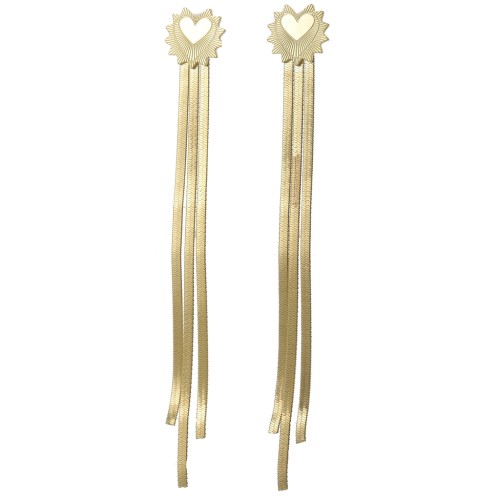 Orecchini 85x12 mm con cuore - Acciaio inossidabile 304L dorato x2