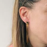 Orecchini 85x12 mm con cuore - Acciaio inossidabile 304L dorato x2