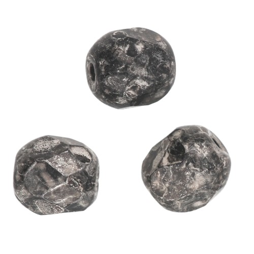 Sfaccettature 4 mm Jet Argento Antico x50