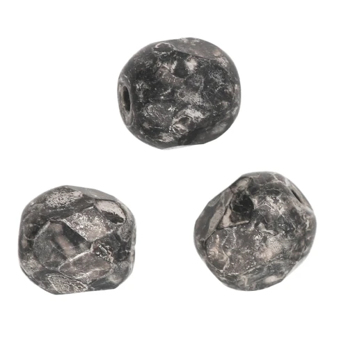Sfaccettature 4 mm Jet Argento Antico x50