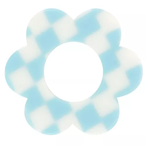 Pendente a fiore in acetato 18 mm - Azzurro - Piastrelle bianche x1