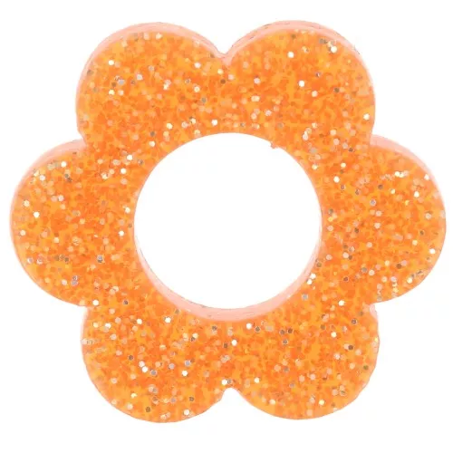 Pendente a forma di fiore in acrilico da 18 mm - Glitter arancione x1