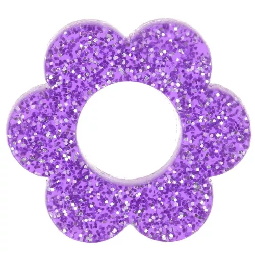 Pendente a forma di fiore in acrilico da 18 mm - Glitter viola x1