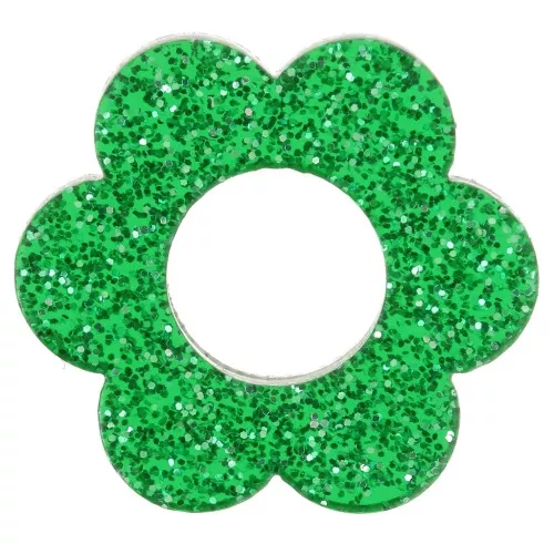 Pendente a forma di fiore in acrilico da 18 mm - Glitter verde abete x1