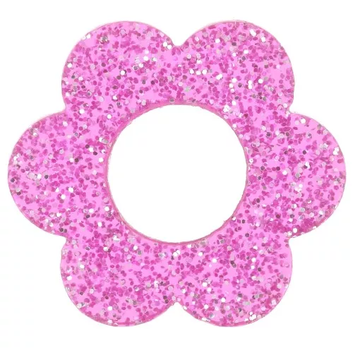 Pendente a forma di fiore in acrilico da 18 mm - Glitter rosa x1