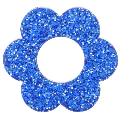 Pendente a fiore in acrilico da 18 mm - Glitter blu reale x1