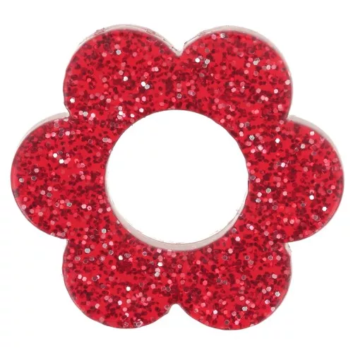 Pendente a forma di fiore in acrilico da 18 mm - Rosso glitter x1