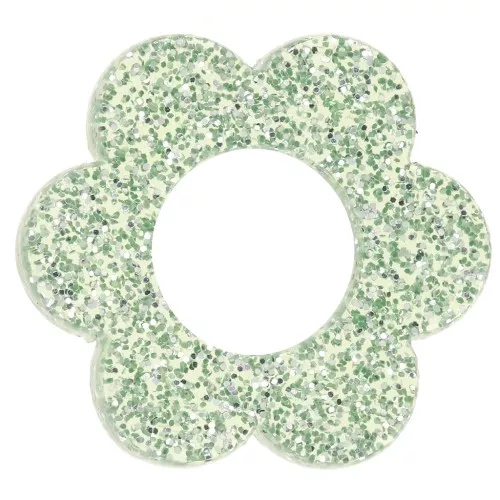 Pendente fiore in acrilico da 18 mm - Glitter verde muschio x1