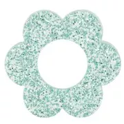 Pendentif fleur 18 mm en acrylique - Pailleté bleu givré x1