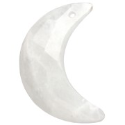 Pendente a forma di mezza luna sfaccettato, 20x14 mm, in pietra semipreziosa - Pietra di luna x1