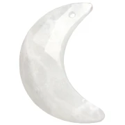 Pendente a forma di mezza luna sfaccettato, 20x14 mm, in pietra semipreziosa - Pietra di luna x1
